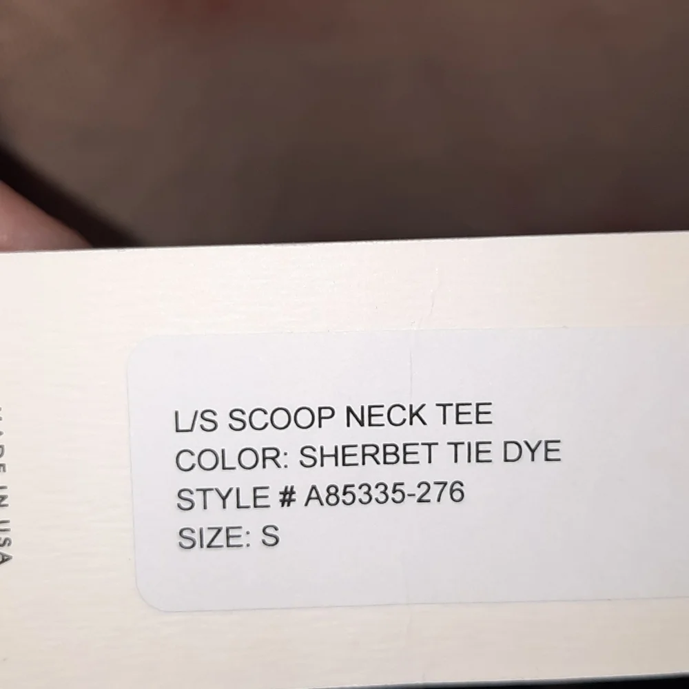 AMO Cotton Tie Dye Tee Long Sleeve Slub Beach Orange Sherbet Small NEW - Picture 6 of 8